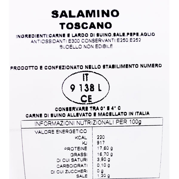 salamino toscano ingredienti 2